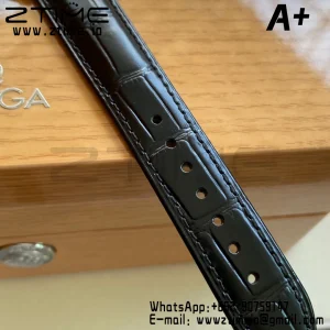OMEGA De Ville Prestige 39.5mm SS A+F 1:1 Best Edition Black Granular Dial Silver Markers on Black Leather Strap A2500 - Super Clone Watch | 1:1 Best Version