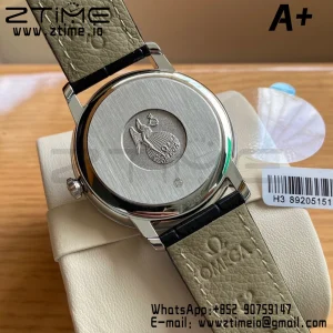 OMEGA De Ville Prestige 39.5mm SS A+F 1:1 Best Edition White Granular Dial Silver Markers on Black Leather Strap A2500 - Super Clone Watch | 1:1 Best Version
