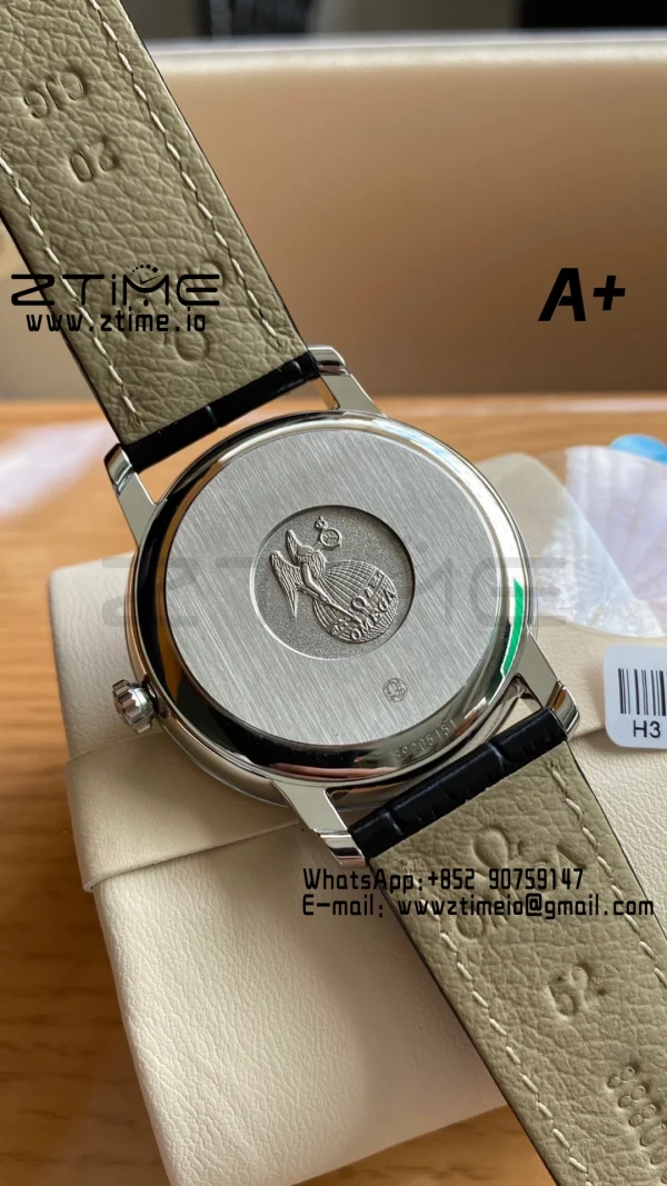 OMEGA De Ville Prestige 39.5mm SS A+F 1:1 Best Edition White Granular Dial Silver Markers on Black Leather Strap A2500 - Super Clone Watch | 1:1 Best Version