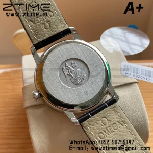 OMEGA De Ville Prestige 39.5mm SS A+F 1:1 Best Edition Blue Granular Dial RG Markers on Black Leather Strap A2500 - Super Clone Watch | 1:1 Best Version