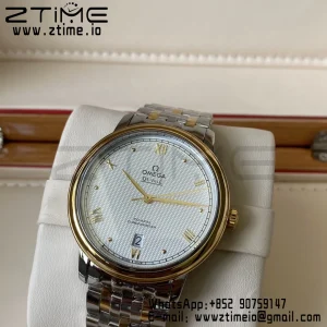OMEGA De Ville Prestige 39.5mm YG/SS A+F 1:1 Best Edition Blue Diamond-shaped Dial YG Markers on Stainless Steel Strap A2500 - Super Clone Watch | 1:1 Best Version