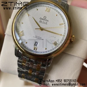 OMEGA De Ville Prestige 39.5mm YG/SS A+F 1:1 Best Edition Blue Diamond-shaped Dial YG Markers on Stainless Steel Strap A2500 - Super Clone Watch | 1:1 Best Version