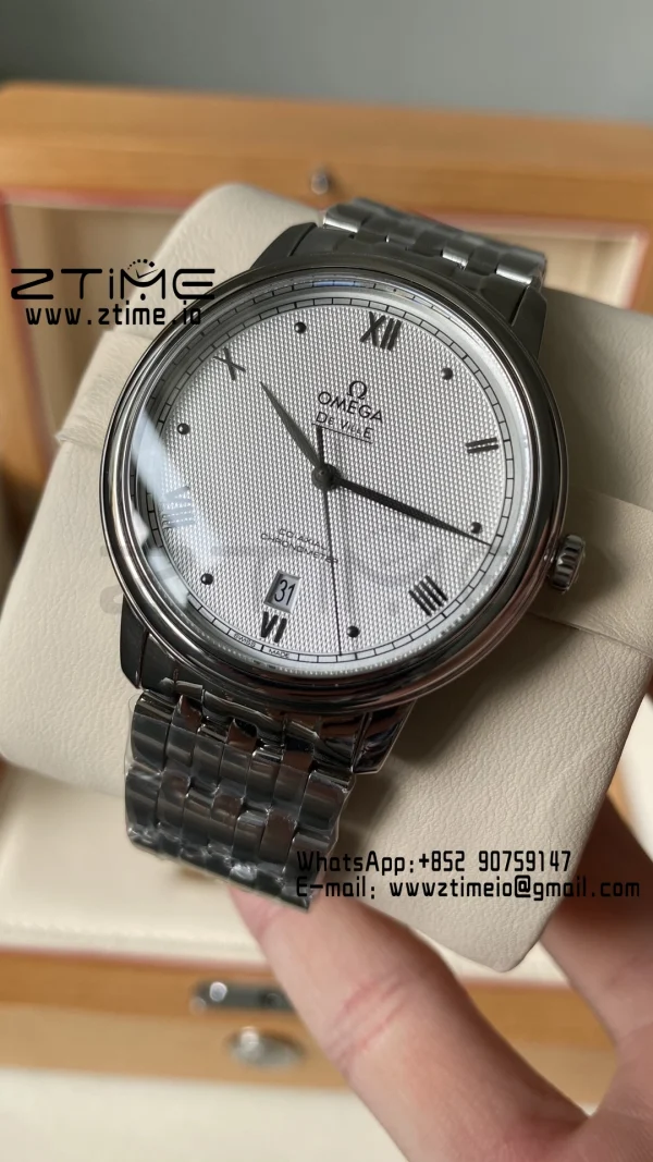 OMEGA De Ville Prestige 39.5mm SS A+F 1:1 Best Edition Blue Diamond-shaped Dial Silver Markers on Stainless Steel Strap A2500 - Super Clone Watch | 1:1 Best Version