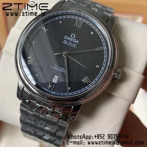 OMEGA De Ville Prestige 39.5mm SS A+F 1:1 Best Edition Black Granular Dial Silver Markers on Stainless Steel Strap A2500 - Super Clone Watch | 1:1 Best Version