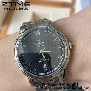 OMEGA De Ville Prestige 39.5mm SS A+F 1:1 Best Edition Black Granular Dial Silver Markers on Stainless Steel Strap A2500 - Super Clone Watch | 1:1 Best Version