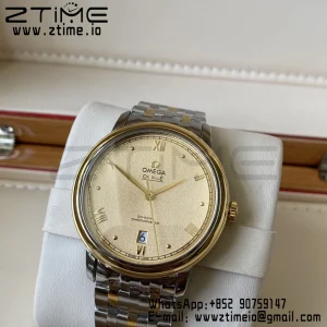 OMEGA De Ville Prestige 39.5mm YG/SS A+F 1:1 Best Edition Yellow Granular Dial YG Markers on Stainless Steel Strap A2500 - Super Clone Watch | 1:1 Best Version