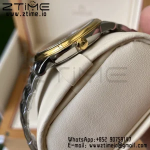 OMEGA De Ville Prestige 39.5mm YG/SS A+F 1:1 Best Edition Yellow Granular Dial YG Markers on Stainless Steel Strap A2500 - Super Clone Watch | 1:1 Best Version