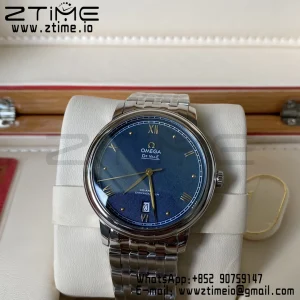 OMEGA De Ville Prestige 39.5mm SS A+F 1:1 Best Edition Μπλε κοκκώδες καντράν YG Markers σε λουράκι από ανοξείδωτο χάλυβα A2500 - Super Clone Watch | 1:1 Best Version