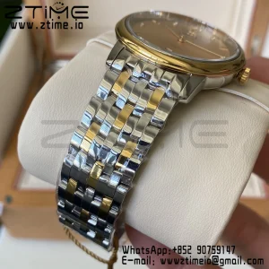 OMEGA De Ville Prestige 39.5mm YG/SS A+F 1:1 Best Edition White Granular Dial YG Markers on Stainless Steel Strap A2500 - Super Clone Watch | 1:1 Best Version