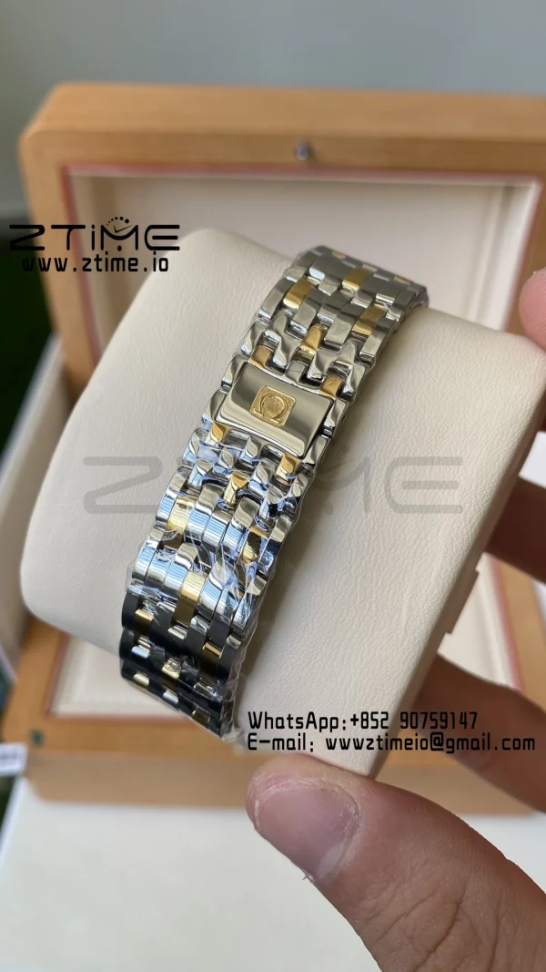 OMEGA De Ville Prestige 39.5mm YG/SS A+F 1:1 Best Edition White Granular Dial YG Markers on Stainless Steel Strap A2500 - Super Clone Watch | 1:1 Best Version