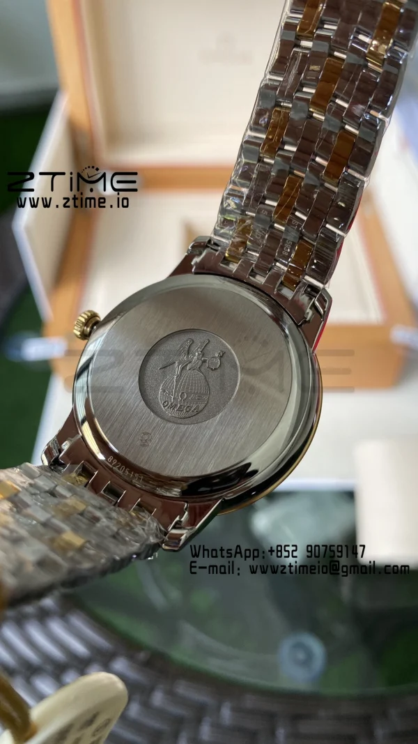 OMEGA De Ville Prestige 39.5mm YG/SS A+F 1:1 Best Edition White Granular Dial YG Markers on Stainless Steel Strap A2500 - Super Clone Watch | 1:1 Best Version