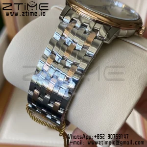 OMEGA De Ville Prestige 39.5mm RG/SS A+F 1:1 Best Edition White Granular Dial RG Markers on Stainless Steel Strap A2500 - Super Clone Watch | 1:1 Best Version