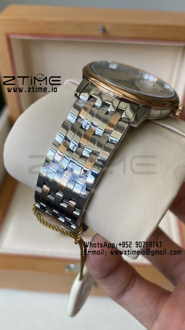 OMEGA De Ville Prestige 39.5mm RG/SS A+F 1:1 Best Edition White Granular Dial RG Markers on Stainless Steel Strap A2500 - Super Clone Watch | 1:1 Best Version