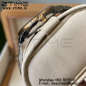 OMEGA De Ville Prestige 39.5mm RG/SS A+F 1:1 Best Edition White Granular Dial RG Markers on Stainless Steel Strap A2500 - Super Clone Watch | 1:1 Best Version