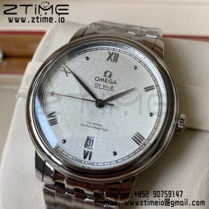OMEGA De Ville Prestige 39.5mm SS A+F 1:1 Best Edition White Granular Dial Silver Markers on Stainless Steel Strap A2500 - Super Clone Watch | 1:1 Best Version