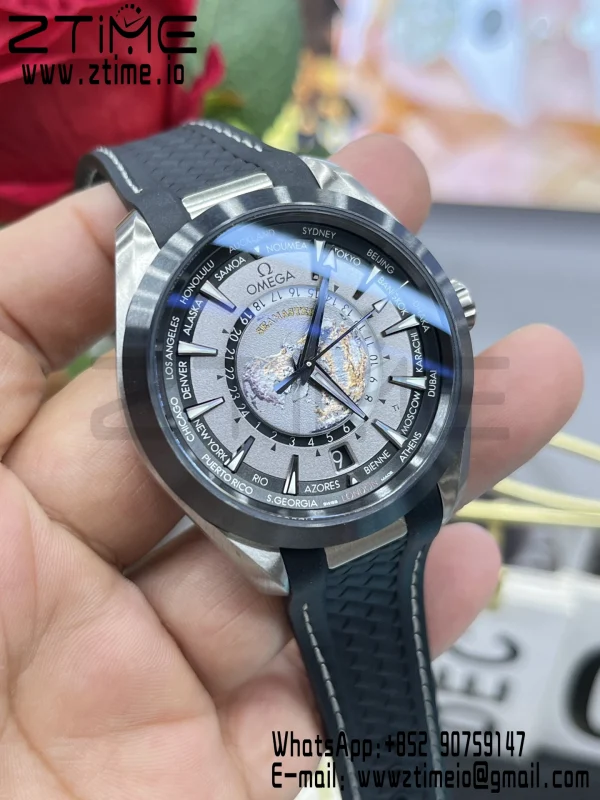 OMEGA Aqua Terra GMT Worldtimer 43mm Titanium VSF 1:1 Best Edition on Rubber Strap  A8938 Super Clone - Super Clone Watch | 1:1 Best Version