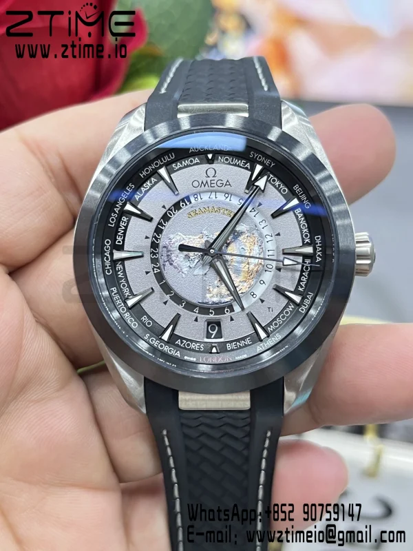 OMEGA Aqua Terra GMT Worldtimer 43mm Titanium VSF 1:1 Best Edition on Rubber Strap  A8938 Super Clone - Super Clone Watch | 1:1 Best Version