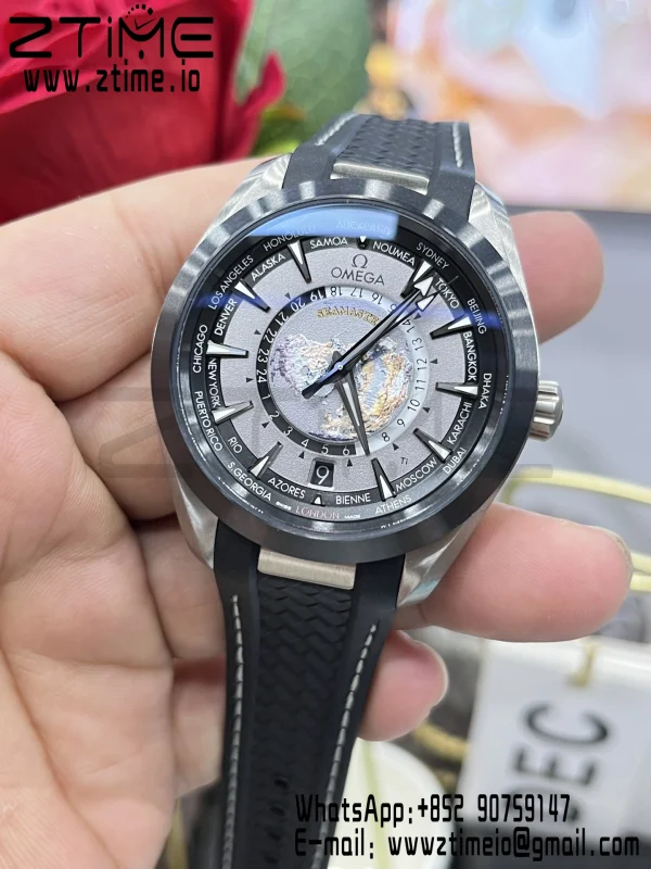 OMEGA Aqua Terra GMT Worldtimer 43mm Titanium VSF 1:1 Best Edition on Rubber Strap  A8938 Super Clone - Super Clone Watch | 1:1 Best Version