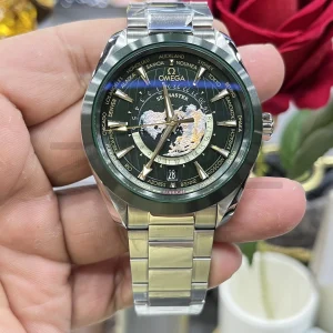 OMEGA Aqua Terra Worldtimer VSF 1:1 Best Edition Green Dial on SS Bracelet A8938 Super Clone - Super Clone Watch | 1:1 Best Version