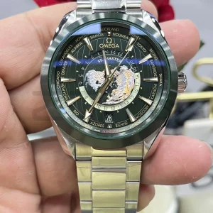 OMEGA Aqua Terra Worldtimer VSF 1:1 Best Edition Green Dial on SS Bracelet A8938 Super Clone - Super Clone Watch | 1:1 Best Version