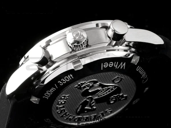 OMEGA Speedmaster Racing Master SS HKF Best Edition White Dial on Black Rubber Strap A7750 - Super Clone Watch | 1:1 Best Version