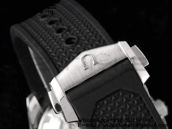OMEGA Speedmaster Racing Master SS HKF Best Edition White Dial on Black Rubber Strap A7750 - Super Clone Watch | 1:1 Best Version