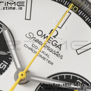 OMEGA Speedmaster Racing Master SS HKF Best Edition Black/White Dial on Black Rubber Strap A7750 - Super Clone Watch | 1:1 Best Version