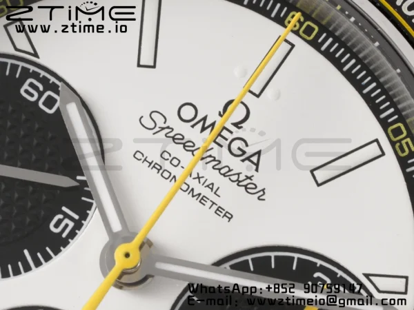 OMEGA Speedmaster Racing Master SS HKF Best Edition Black/White Dial on Black Rubber Strap A7750 - Super Clone Watch | 1:1 Best Version
