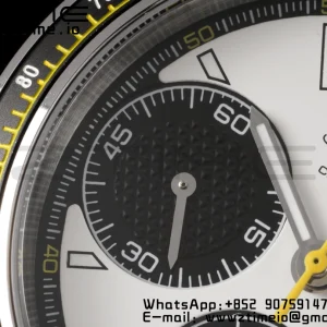 OMEGA Speedmaster Racing Master SS HKF Best Edition Black/White Dial on Black Rubber Strap A7750 - Super Clone Watch | 1:1 Best Version