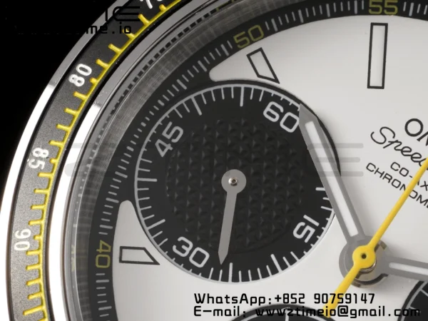 OMEGA Speedmaster Racing Master SS HKF Best Edition Black/White Dial on Black Rubber Strap A7750 - Super Clone Watch | 1:1 Best Version