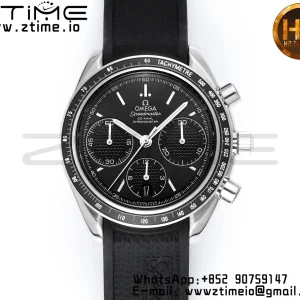 OMEGA Speedmaster Racing Master SS HKF Best Edition Black Dial on Black Rubber Strap A7750 - Super Clone Watch | 1:1 Best Version