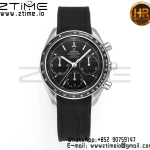 OMEGA Speedmaster Racing Master SS HKF Best Edition Quadrante nero su cinturino in gomma nera A7750 - Orologio super clone | Versione migliore 1:1