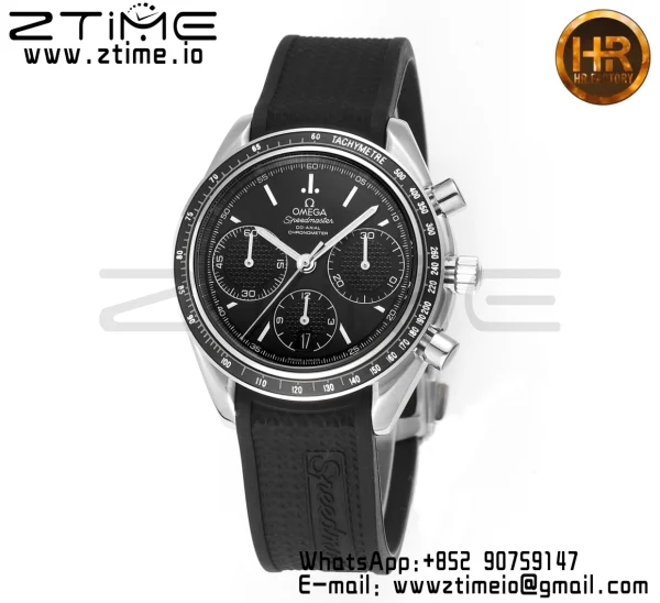 OMEGA Speedmaster Racing Master SS HKF Best Edition Quadrante nero su cinturino in gomma nera A7750 - Orologio super clone | Versione migliore 1:1
