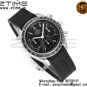 OMEGA Speedmaster Racing Master SS HKF Best Edition Quadrante nero su cinturino in gomma nera A7750 - Orologio super clone | Versione migliore 1:1
