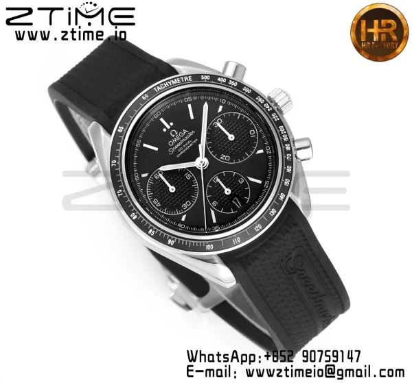 OMEGA Speedmaster Racing Master SS HKF Best Edition Quadrante nero su cinturino in gomma nera A7750 - Orologio super clone | Versione migliore 1:1