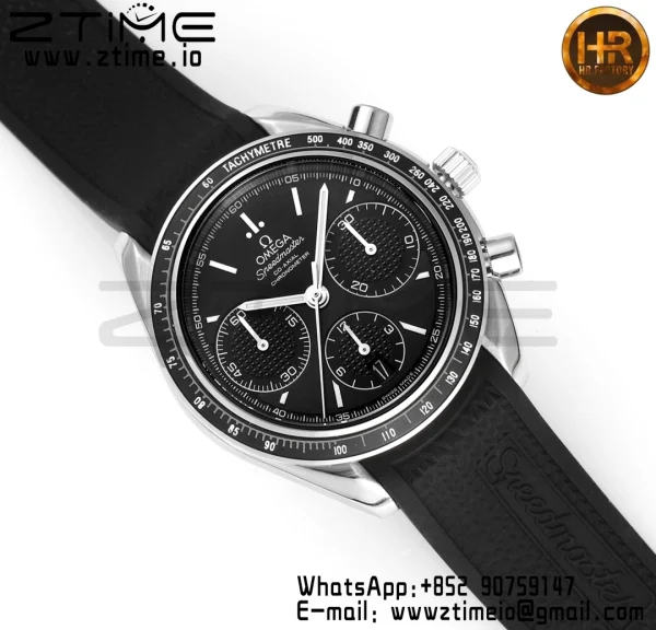 OMEGA Speedmaster Racing Master SS HKF Best Edition Quadrante nero su cinturino in gomma nera A7750 - Orologio super clone | Versione migliore 1:1