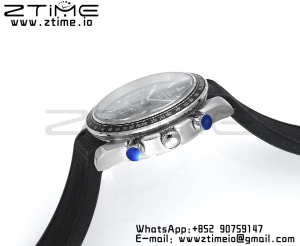 OMEGA Speedmaster Racing Master SS HKF Best Edition Quadrante nero su cinturino in gomma nera A7750 - Orologio super clone | Versione migliore 1:1