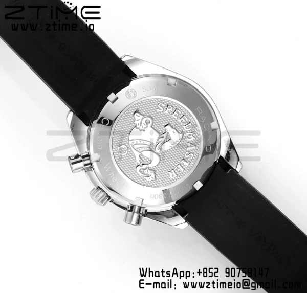OMEGA Speedmaster Racing Master SS HKF Best Edition Μαύρο καντράν σε μαύρο λουράκι από καουτσούκ A7750 - Super Clone Watch | 1:1 Best Version