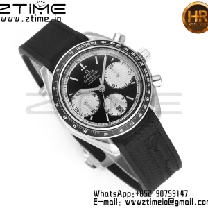 OMEGA Speedmaster Racing Master SS HKF Best Edition Μαύρο/Άσπρο καντράν σε μαύρο λουράκι από καουτσούκ A7750 - Ρολόι Super Clone | 1:1 Best Version