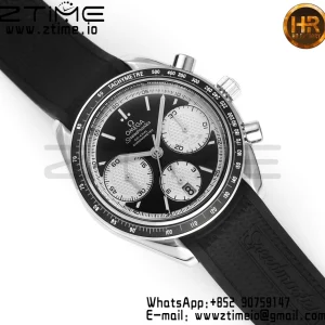 OMEGA Speedmaster Racing Master SS HKF Best Edition Μαύρο/Άσπρο καντράν σε μαύρο λουράκι από καουτσούκ A7750 - Ρολόι Super Clone | 1:1 Best Version