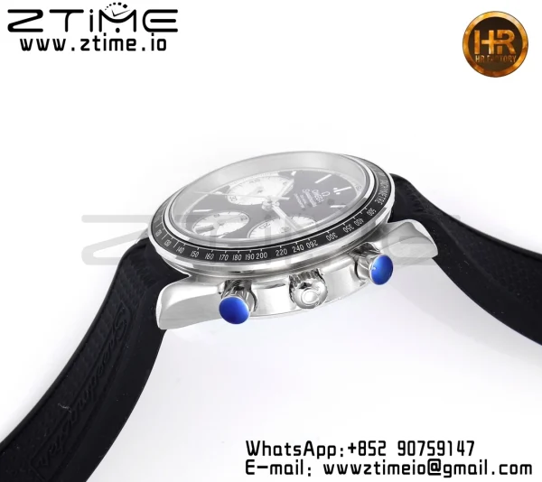 OMEGA Speedmaster Racing Master SS HKF Best Edition Μαύρο/Άσπρο καντράν σε μαύρο λουράκι από καουτσούκ A7750 - Ρολόι Super Clone | 1:1 Best Version