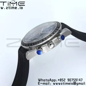 OMEGA Speedmaster Racing Master SS HKF Best Edition Black/Blue Dial on Black Rubber Strap A7750 - Super Clone Watch | 1:1 Best Version