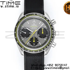 OMEGA Speedmaster Racing Master SS HKF Best Edition Black/Gray Dial on Black Rubber Strap A7750 - Super Clone Watch | 1:1 Best Version