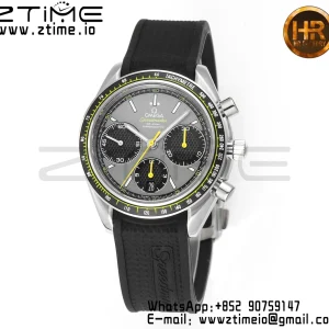 OMEGA Speedmaster Racing Master SS HKF Best Edition Black/Gray Dial on Black Rubber Strap A7750 - Super Clone Watch | 1:1 Best Version