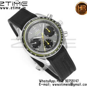 OMEGA Speedmaster Racing Master SS HKF Best Edition Black/Gray Dial on Black Rubber Strap A7750 - Super Clone Watch | 1:1 Best Version