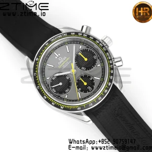 OMEGA Speedmaster Racing Master SS HKF Best Edition Black/Gray Dial on Black Rubber Strap A7750 - Super Clone Watch | 1:1 Best Version