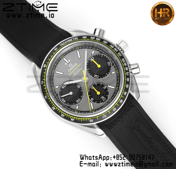 OMEGA Speedmaster Racing Master SS HKF Best Edition Black/Gray Dial on Black Rubber Strap A7750 - Super Clone Watch | 1:1 Best Version