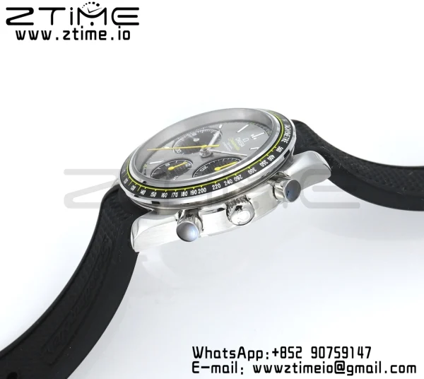 OMEGA Speedmaster Racing Master SS HKF Best Edition Black/Gray Dial on Black Rubber Strap A7750 - Super Clone Watch | 1:1 Best Version