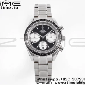 OMEGA Speedmaster Racing Master SS HKF Best Edition Black/White Dial on SS Bracelet A7750 - Super Clone Watch | 1:1 Best Version