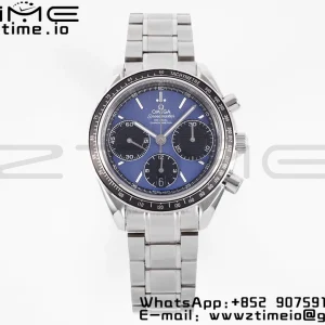 OMEGA Speedmaster Racing Master SS HKF Best Edition Black/Blue Dial on SS Bracelet A7750 - Super Clone Watch | 1:1 Best Version